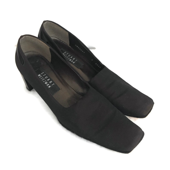 Stuart Weitzman Brown Square Toe Block Heels - Picture 1 of 6